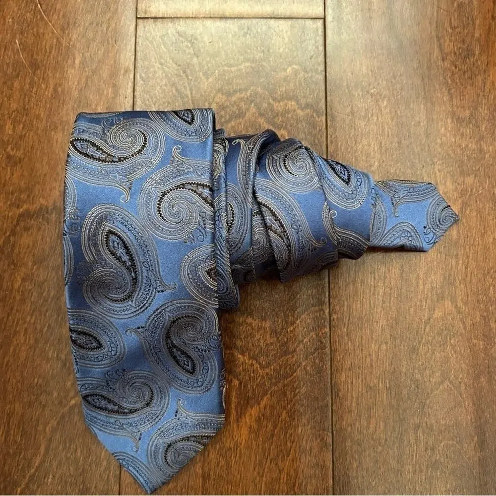 Santorelli Men’s 100% Silk Purple Paisley Woven Tie, Hand Made in Italy